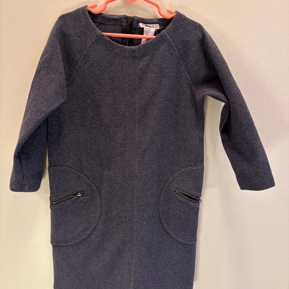 J. Crew crewcuts girls dress size 8 gray long sleeve zip pocket Dress